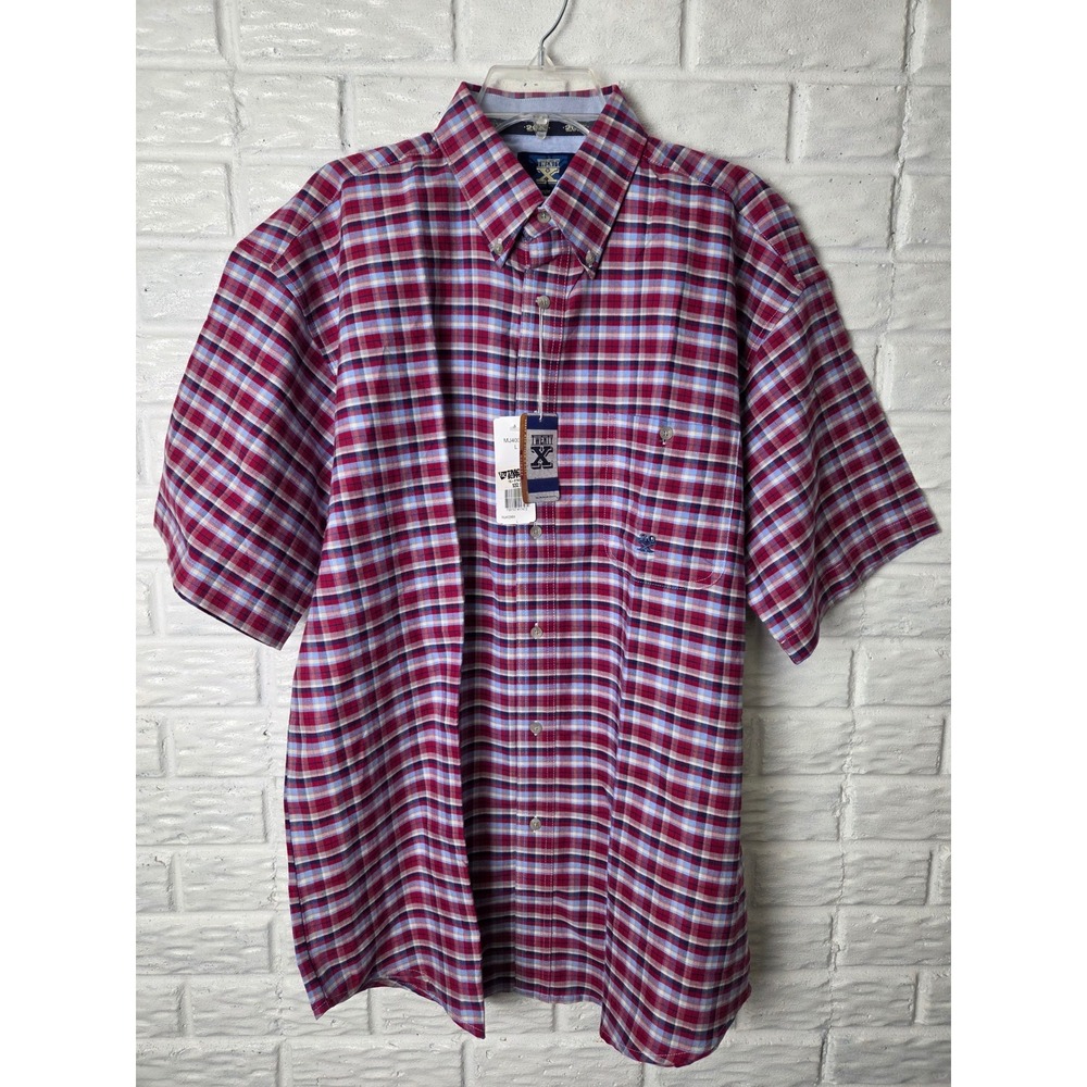 20X Wrangler Men's size Large button up Plaid Twenty X Cotton Premium NWT